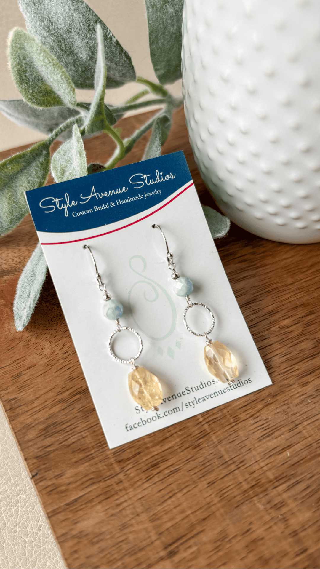 Citrine Aquamarine Dangle Earrings