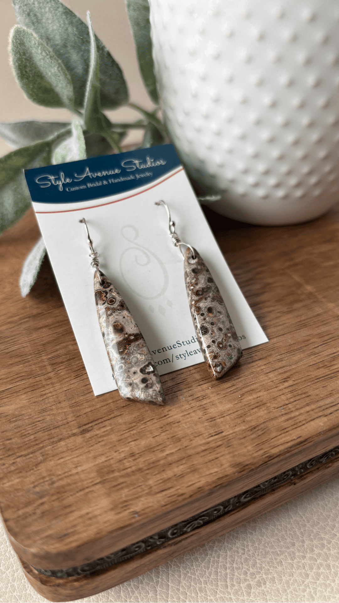 Leopard Skin Jasper Teardrop Earrings