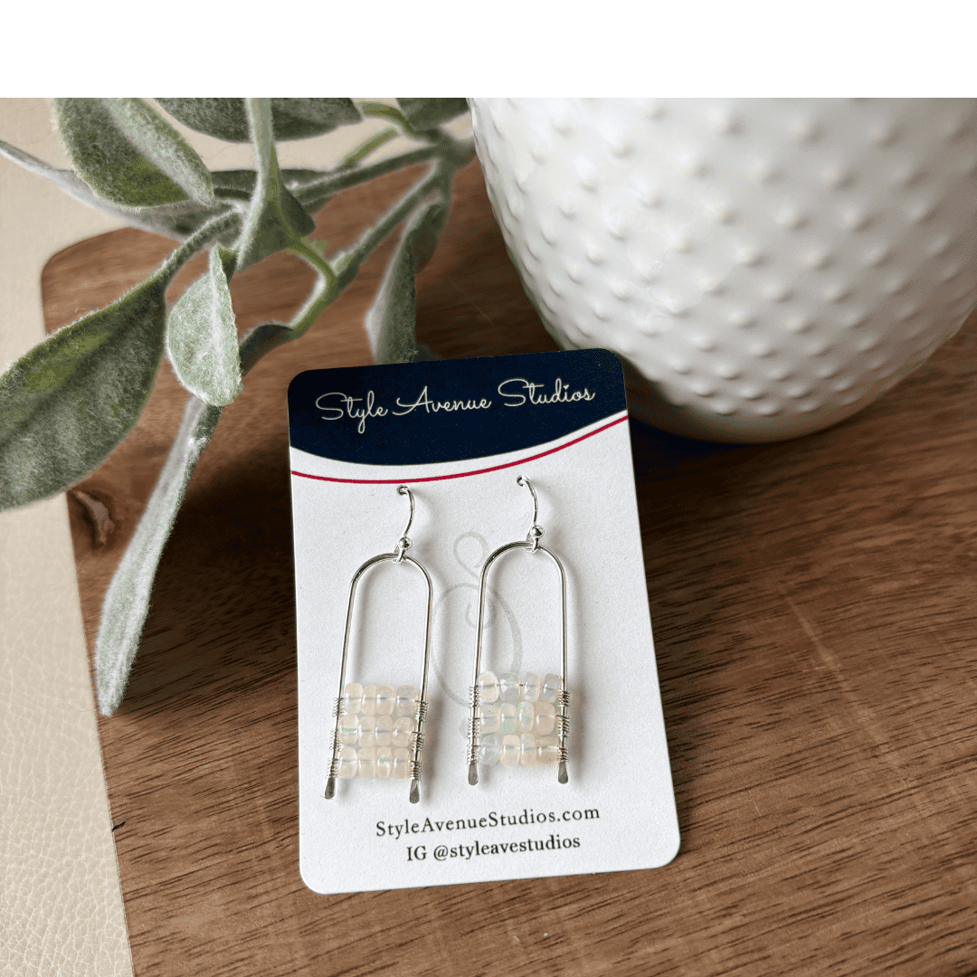 Opal Paperclip Earrings