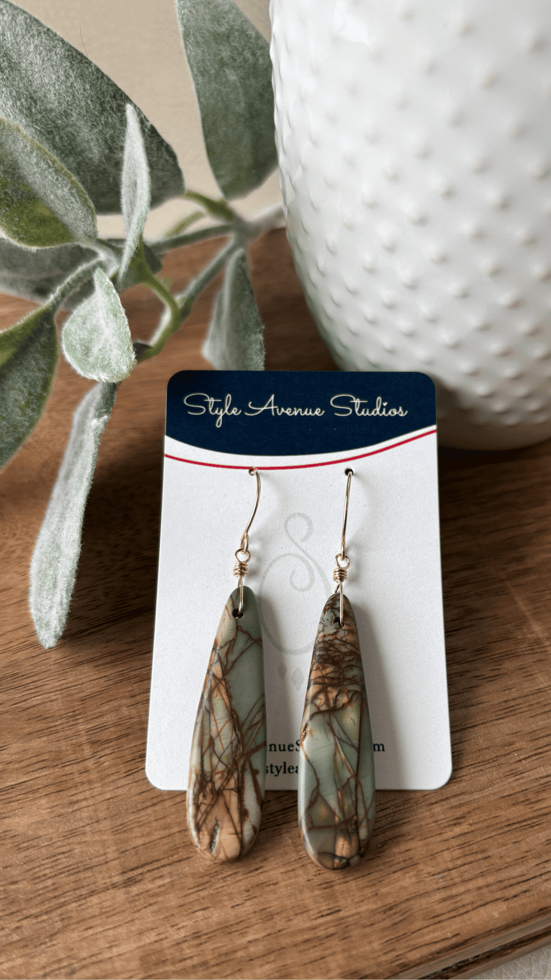 Jasper Stone Teardrop Earrings