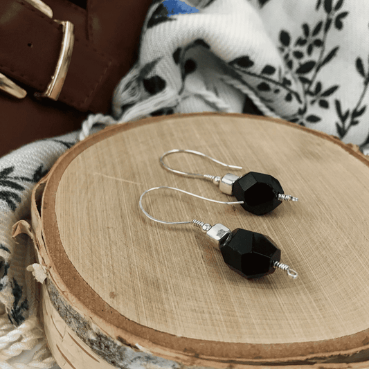 Modern Garnet Chunk Earrings