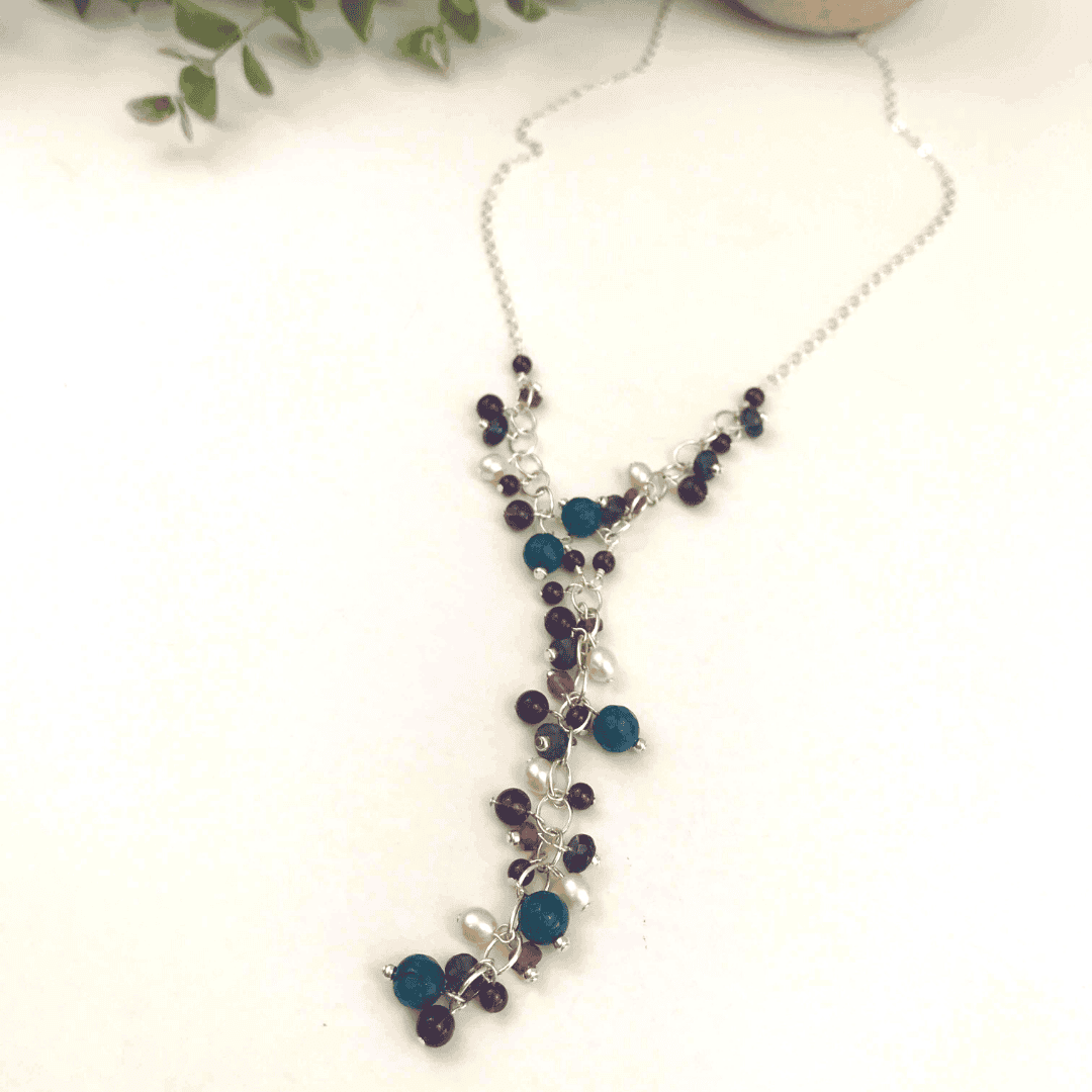 Rich Fall Colors Waterfall Lariat Necklace