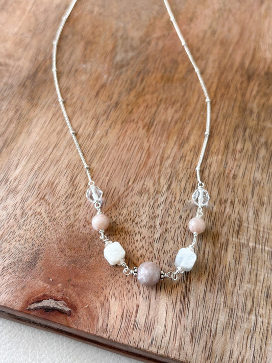 Pale Moonlight Ombre Necklace | Peach Moonstone