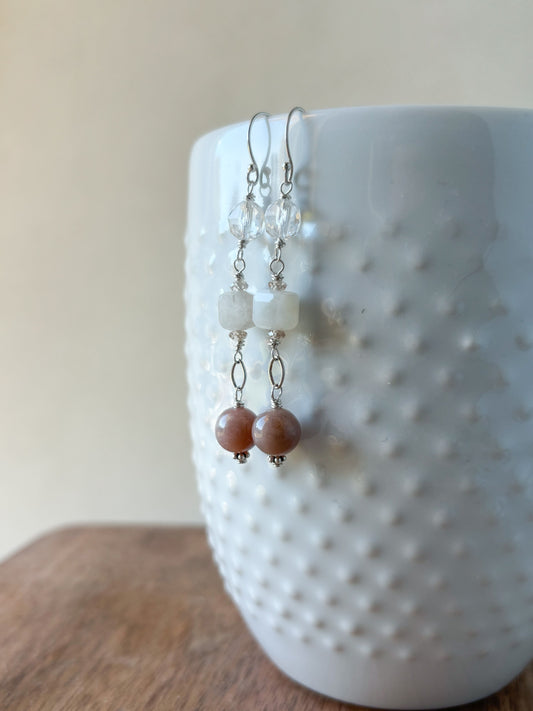 Pale Moonlight Earrings | Moonstone