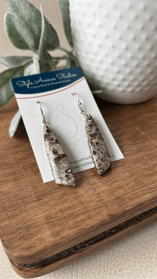 Leopard Skin Jasper Teardrop Earrings
