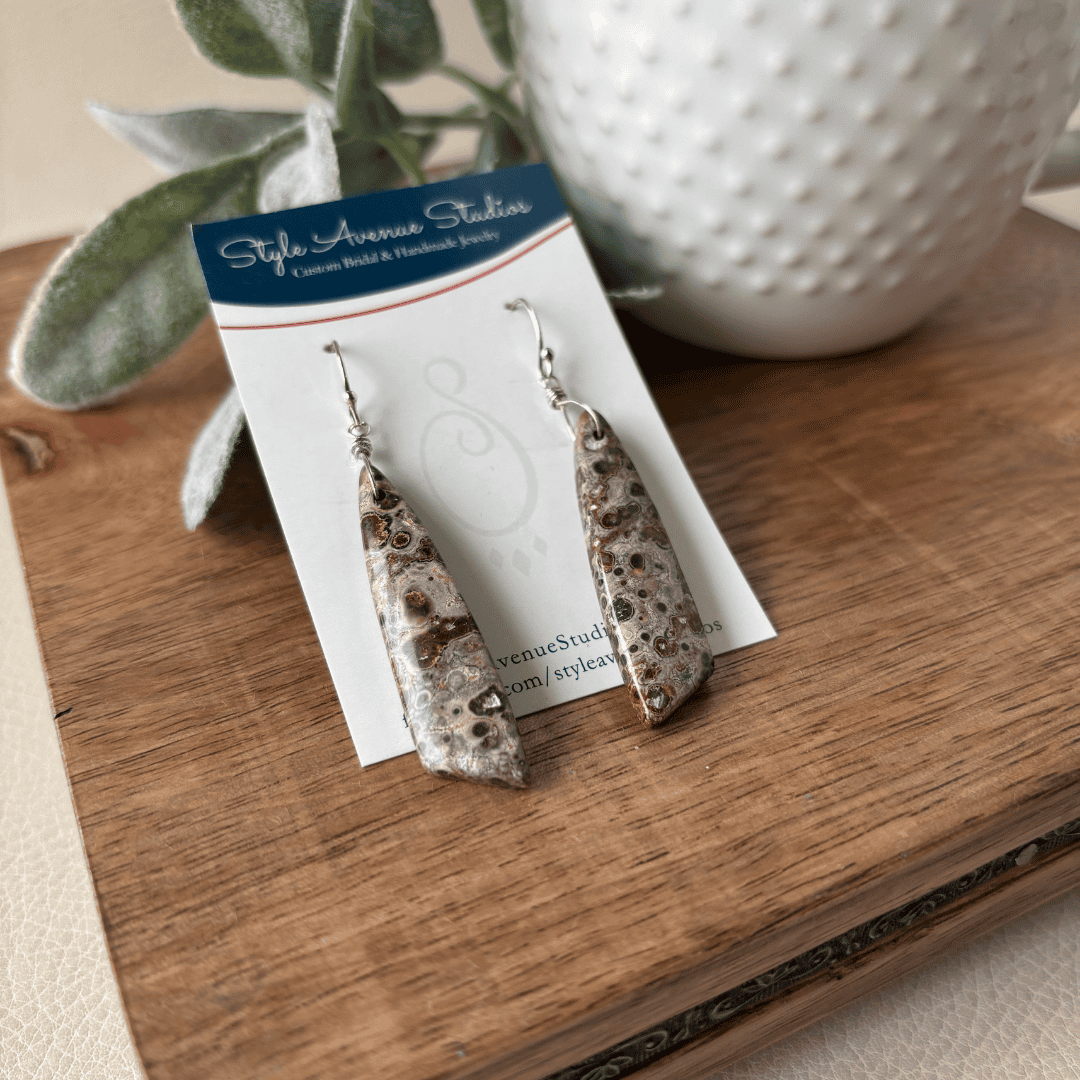 Leopard Skin Jasper Teardrop Earrings