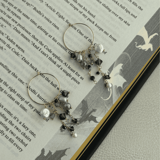 Gray and Gold Cluster Hoop Earrings