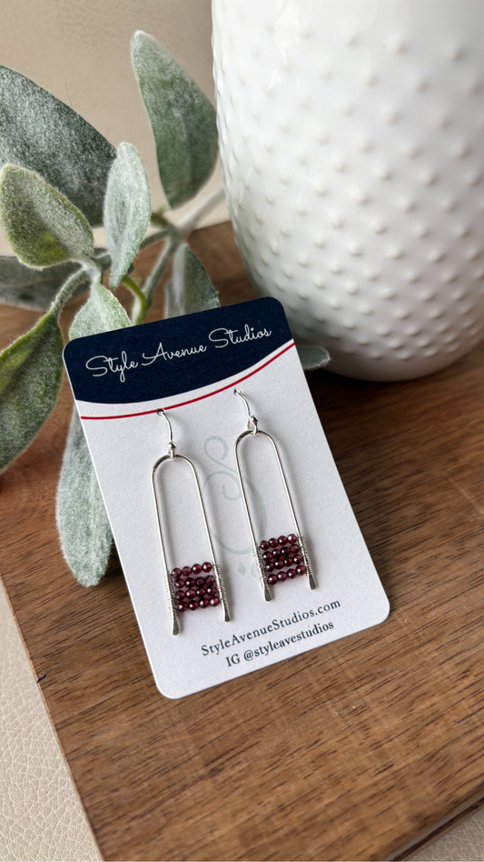 Garnet Paperclip Earrings