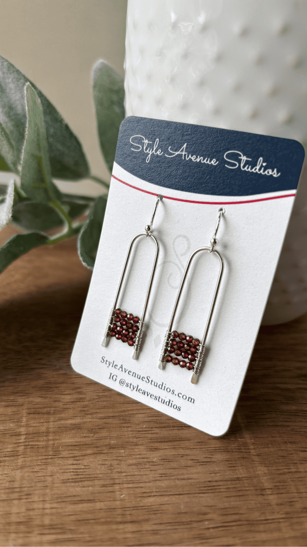 Garnet Paperclip Earrings