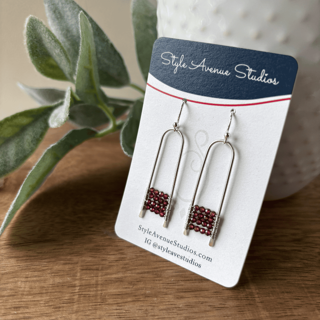 Garnet Paperclip Earrings