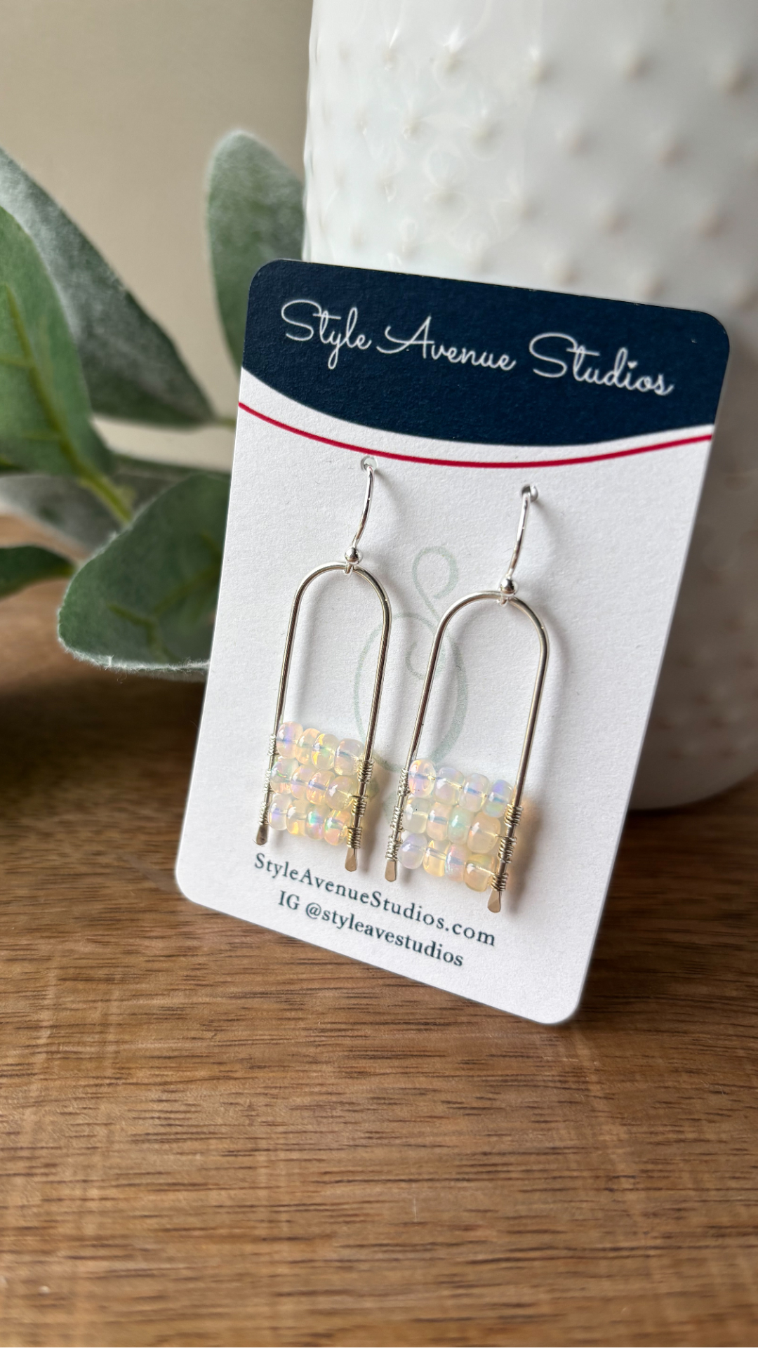 Opal Paperclip Earrings