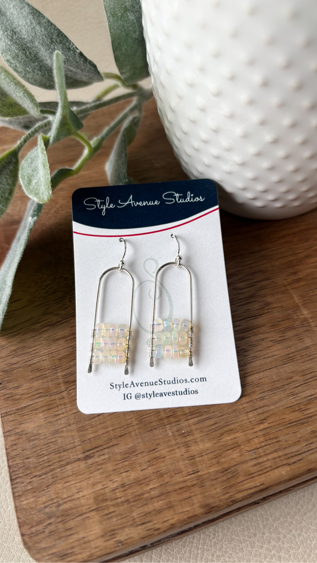 Opal Paperclip Earrings