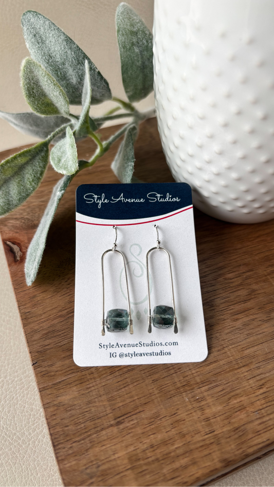 Green Quartz Paperclip Earrings