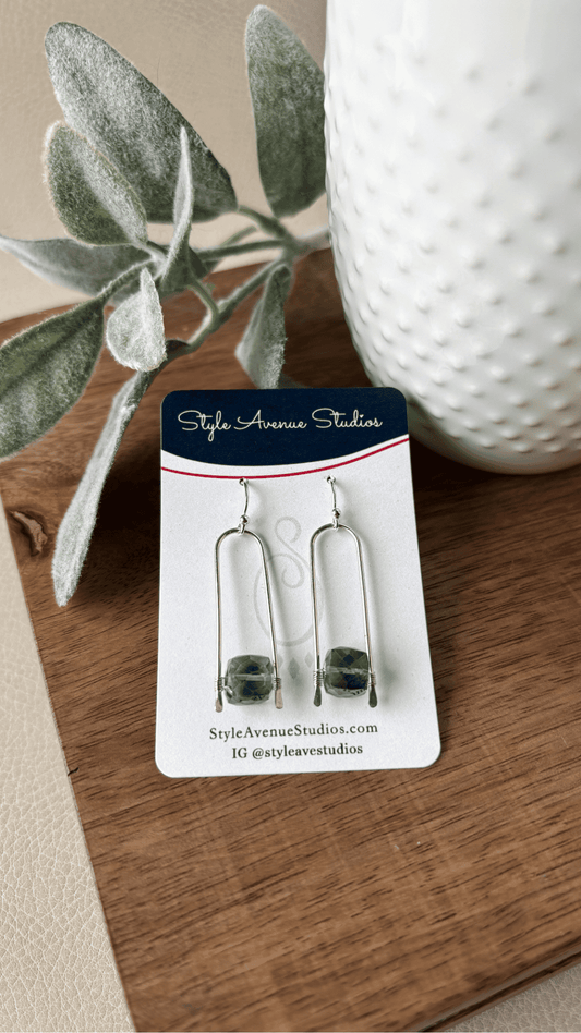 Green Quartz Paperclip Earrings