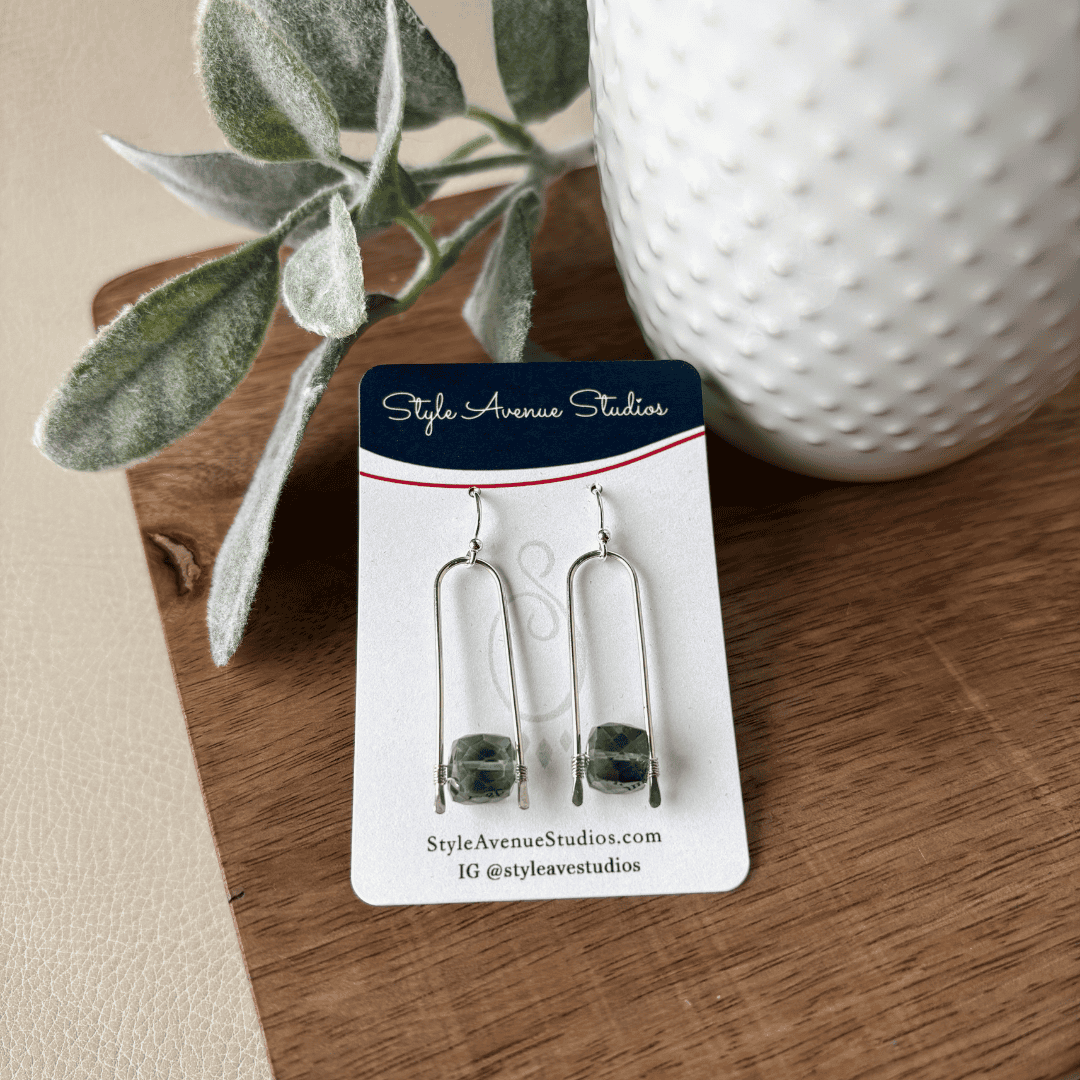Green Quartz Paperclip Earrings