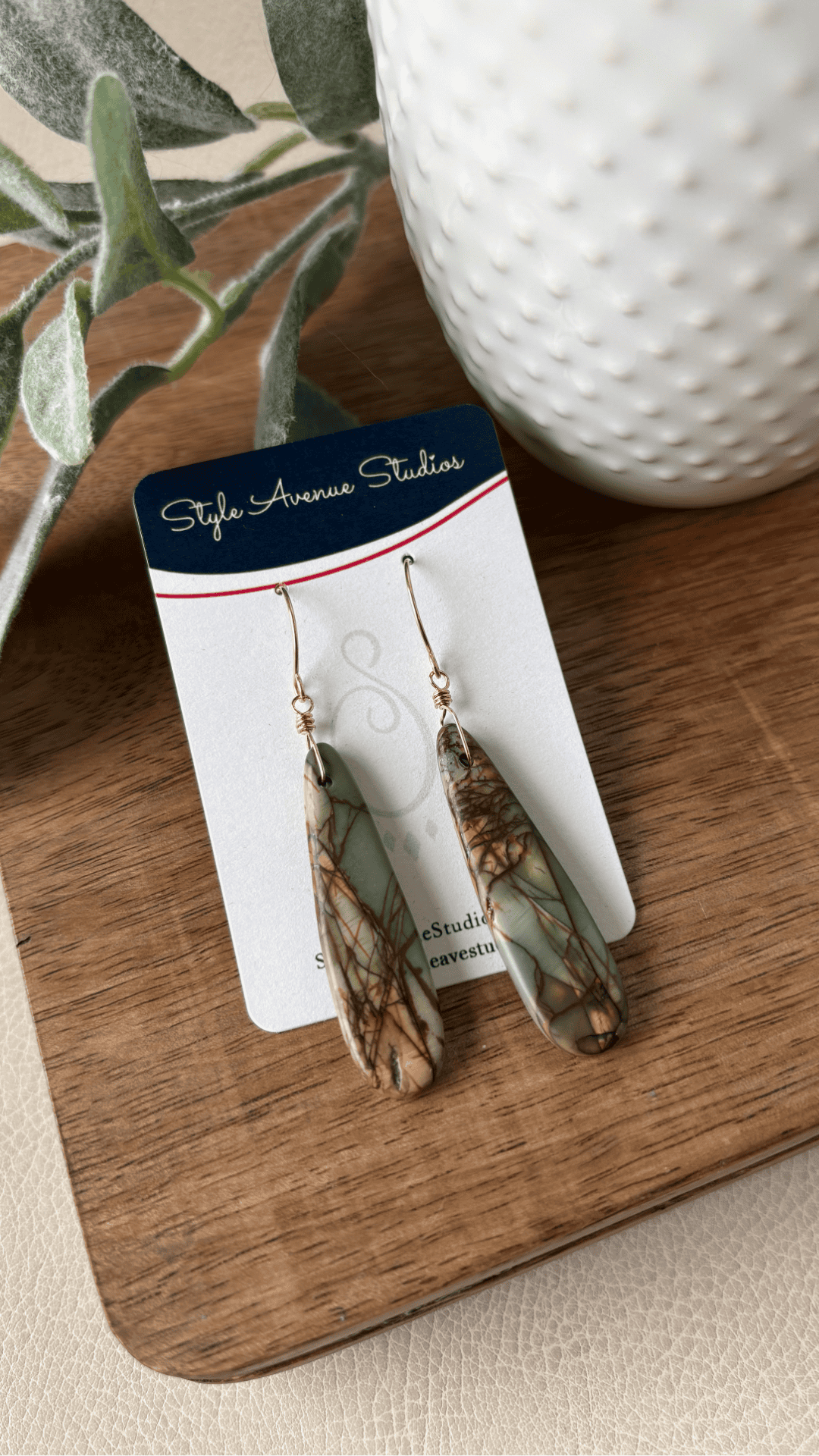 Jasper Stone Teardrop Earrings