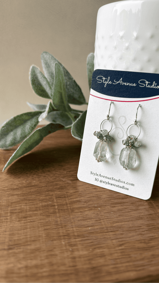 Green Amethyst Cluster Earrings