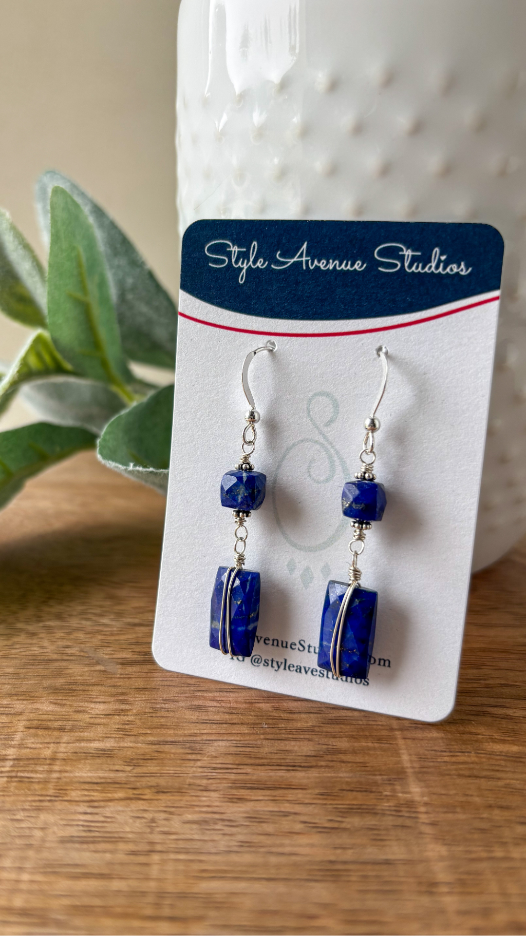 Geometric Lapis Silver Earrings