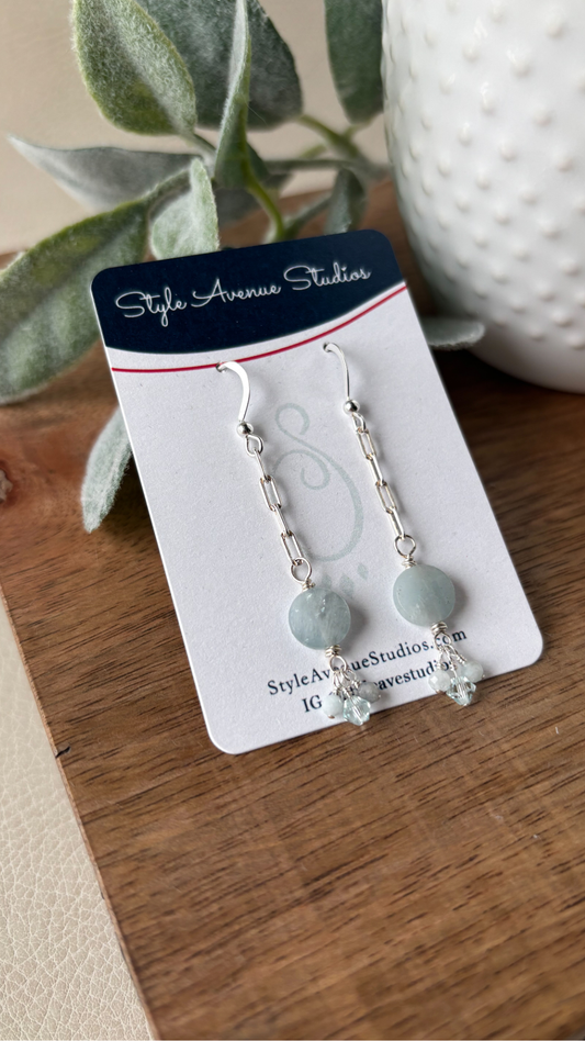 Aquamarine Chain Dangle Earrings