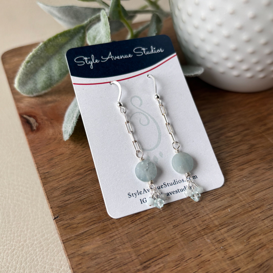 Aquamarine Chain Dangle Earrings