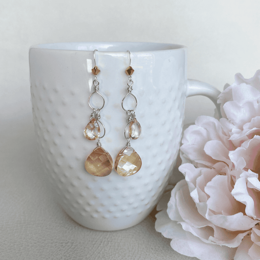 Mixed Metal Golden Crystal Cluster Earrings