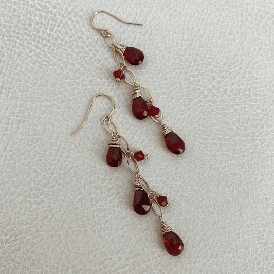 Golden Garnet Glam Earrings - Style Avenue Studios
