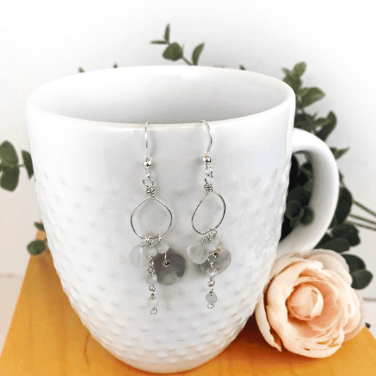 Cluster hoop earrings in pale blue