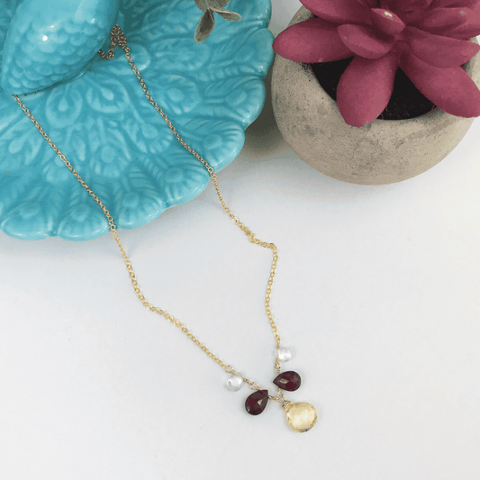 Citrine Garnet Topaz Necklace