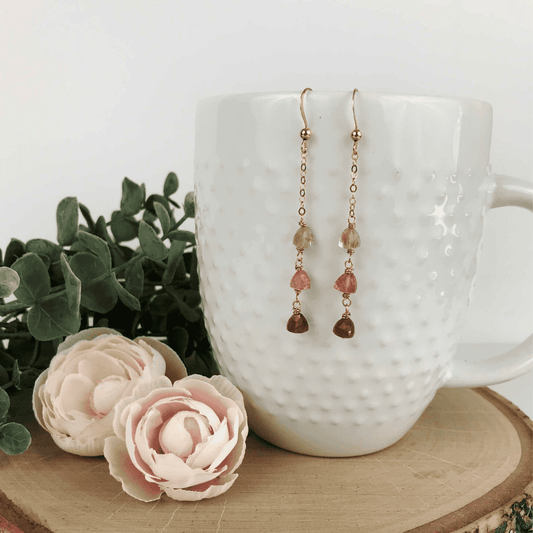 Rutilated Quartz Earrings in Rose Gold