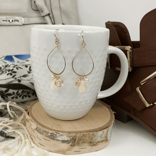 Large Hoop earrings with opal and gold
