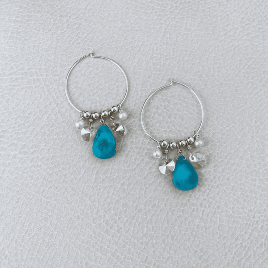 Fancy Turquoise Hoops - Style Avenue Studios