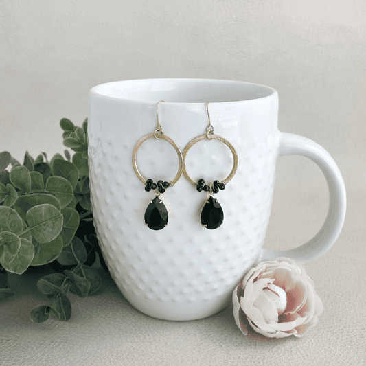 Golden Black Hoop Earrings | Black Glamour Earrings - Style Avenue Studios