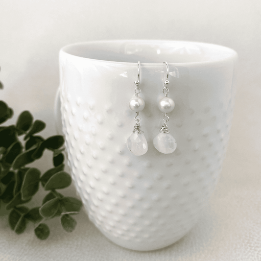 Moonstone Pearl Bridal Earrings