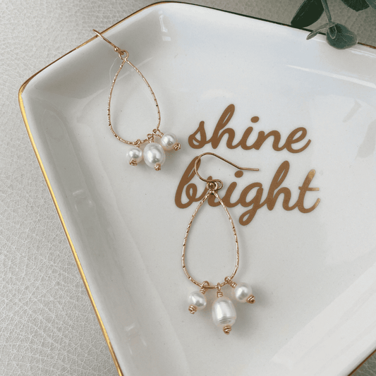 Rose Gold Pearl Teardrop Earrings