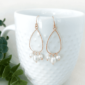 Rose Gold Pearl Teardrop Earrings