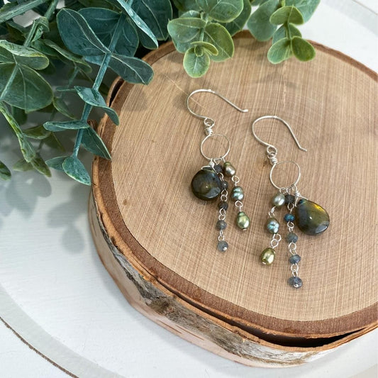 Labradorite Hoop Chandelier