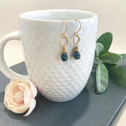 Ocean Blue Sapphire Drop Earrings