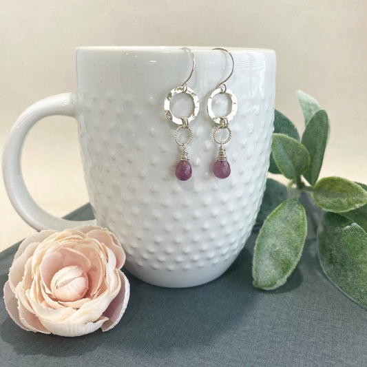 Purple Pink Sapphire Earrings