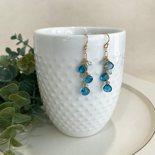 London Topaz Teardrop Cluster Earrings