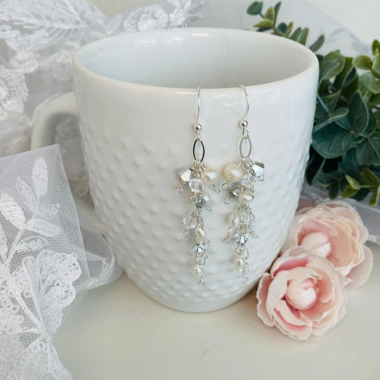 Pearl and Crystal Bridal Statement Earrings
