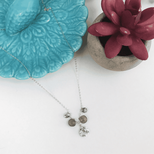 White, Gray and Black Dainty Necklace