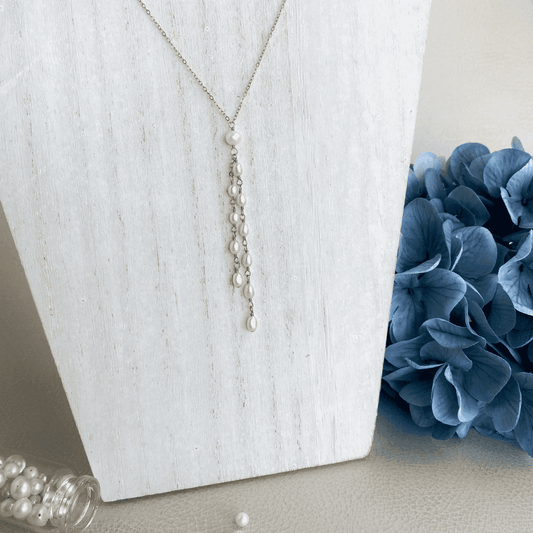 Delilah | Rose Gold + Pearl Tassel Lariat Necklace - Style Avenue Studios