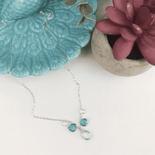 Dainty Teal topaz Necklace Minimalist